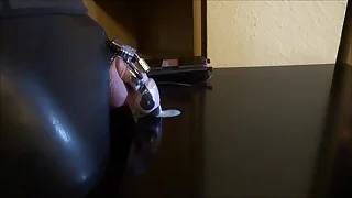 Estim e-stim cum load connected with chastity tackle